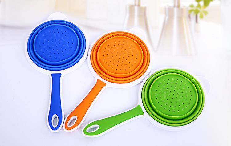 硅胶折叠漏勺-创意硅胶折叠沥水篮-可伸缩食品级硅胶折叠漏勺 硅胶折叠漏勺-创意硅胶折叠沥水篮-可伸缩食品级硅胶折叠漏勺